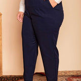 Calça Skinny de Linho - Azul Marinho - Uhnika