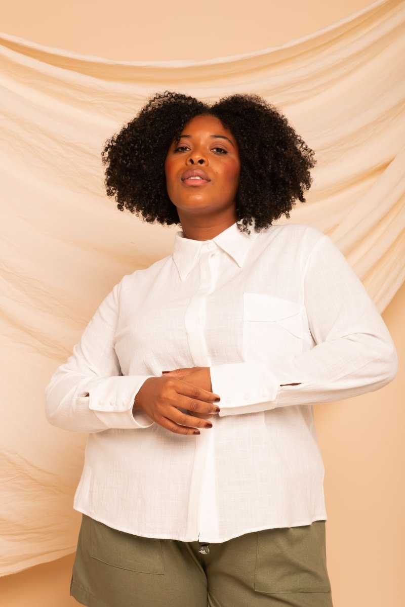 Camisa de Algodão Feminina - Off White - Uhnika