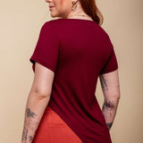Camiseta de Viscose Premium Assimétrica - Marsala - Uhnika
