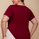 Camiseta de Viscose Premium Assimétrica - Marsala - Uhnika