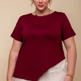 Camiseta de Viscose Premium Assimétrica - Marsala - Uhnika