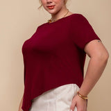 Camiseta de Viscose Premium Assimétrica - Marsala - Uhnika