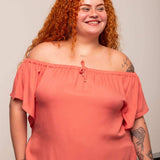 Blusa Ciganinha Ombro a Ombro - Coral - Uhnika