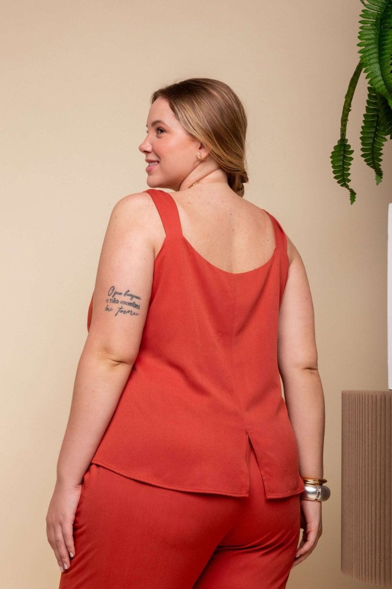 Regata de Viscose Premium com Nó - Terracota - Uhnika