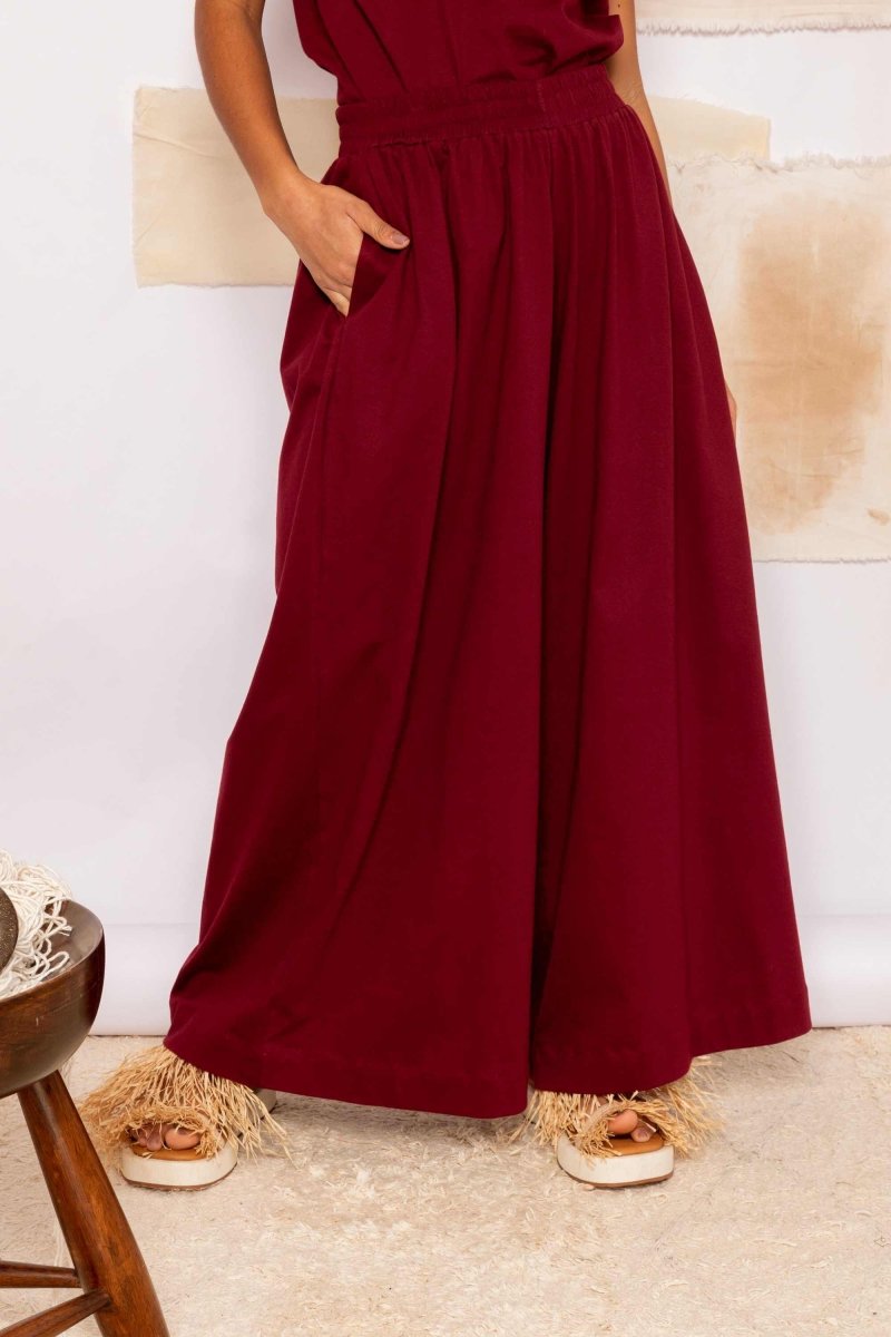 Calça Pantalona de Malha - Bordô - Uhnika