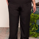 Calça Reta Office Cós em V - Preto - Uhnika
