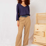 Calça Reta Alfaiataria Feminina - Capuccino - Uhnika