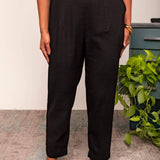 Calça Skinny de Linho - Preto - Uhnika