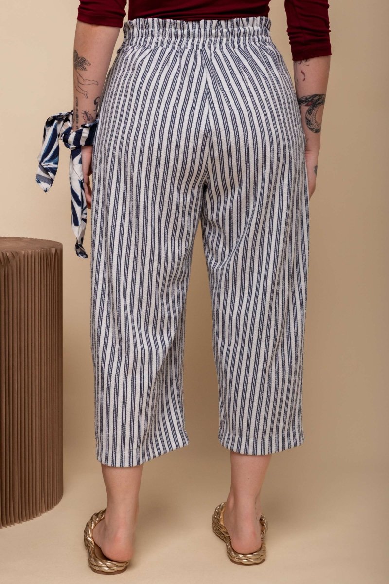 Calça Reta Moletinho - Azul Listrado - Uhnika