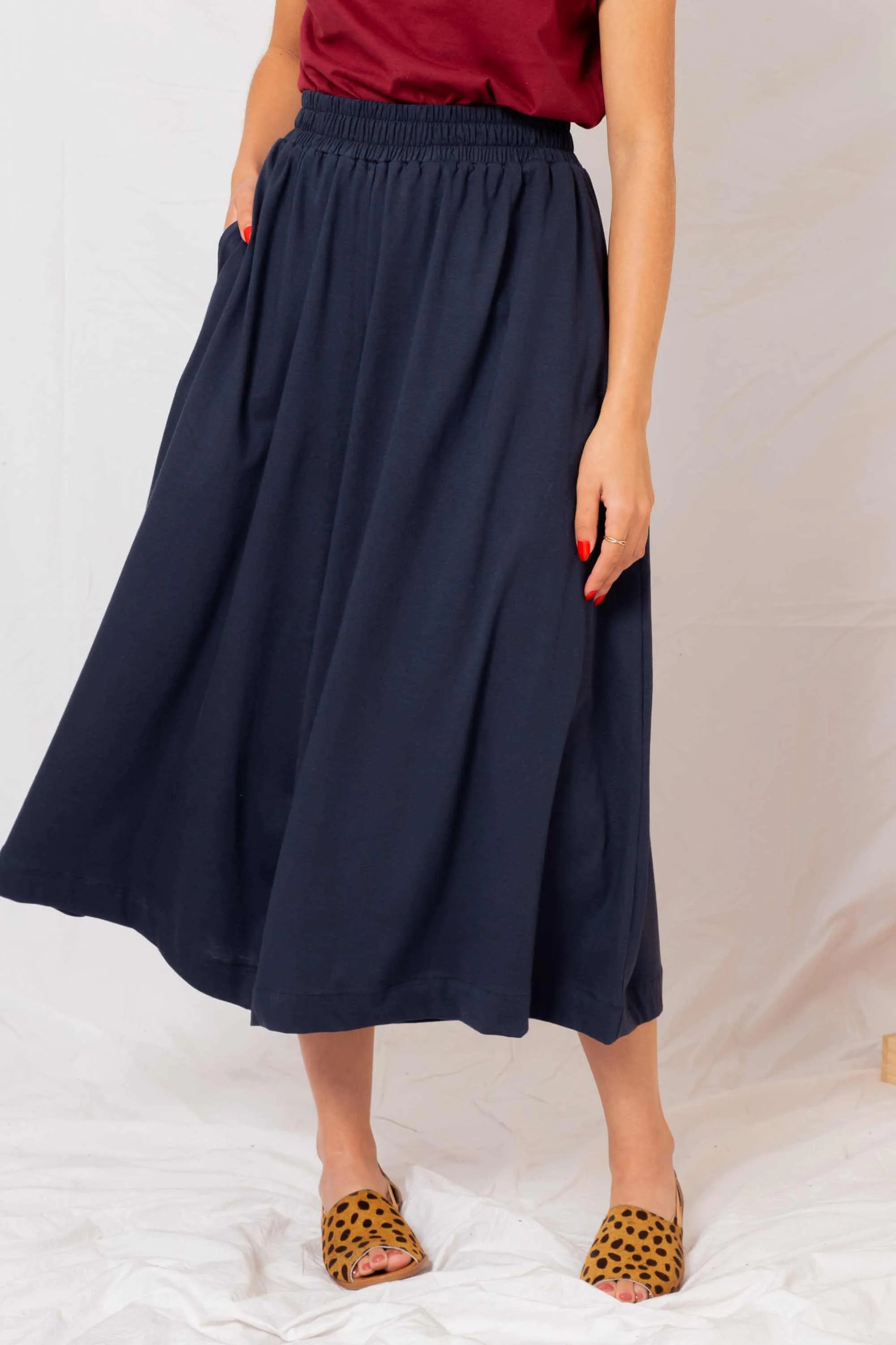 Calça Saia de Malha - Azul Marinho - Uhnika
