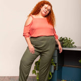 Calça Skinny de Linho - Verde - Uhnika
