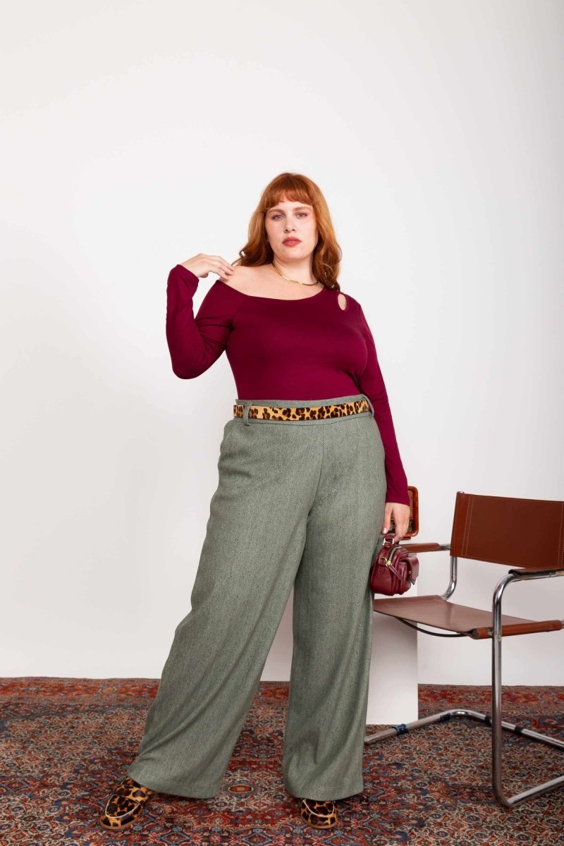 Calça Wide Leg Moletinho com Cinto - Verde - Uhnika