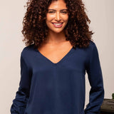 Camisa Gola V Feminina - Azul Marinho - Uhnika