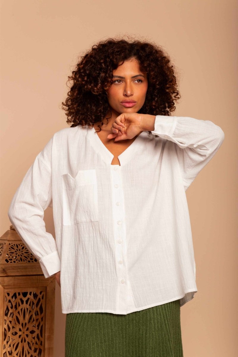 Camisa de Algodão Nômade - Off White - Uhnika