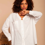 Camisa de Algodão Nômade - Off White - Uhnika
