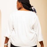 Camisa Gola V Feminina - Off White - Uhnika