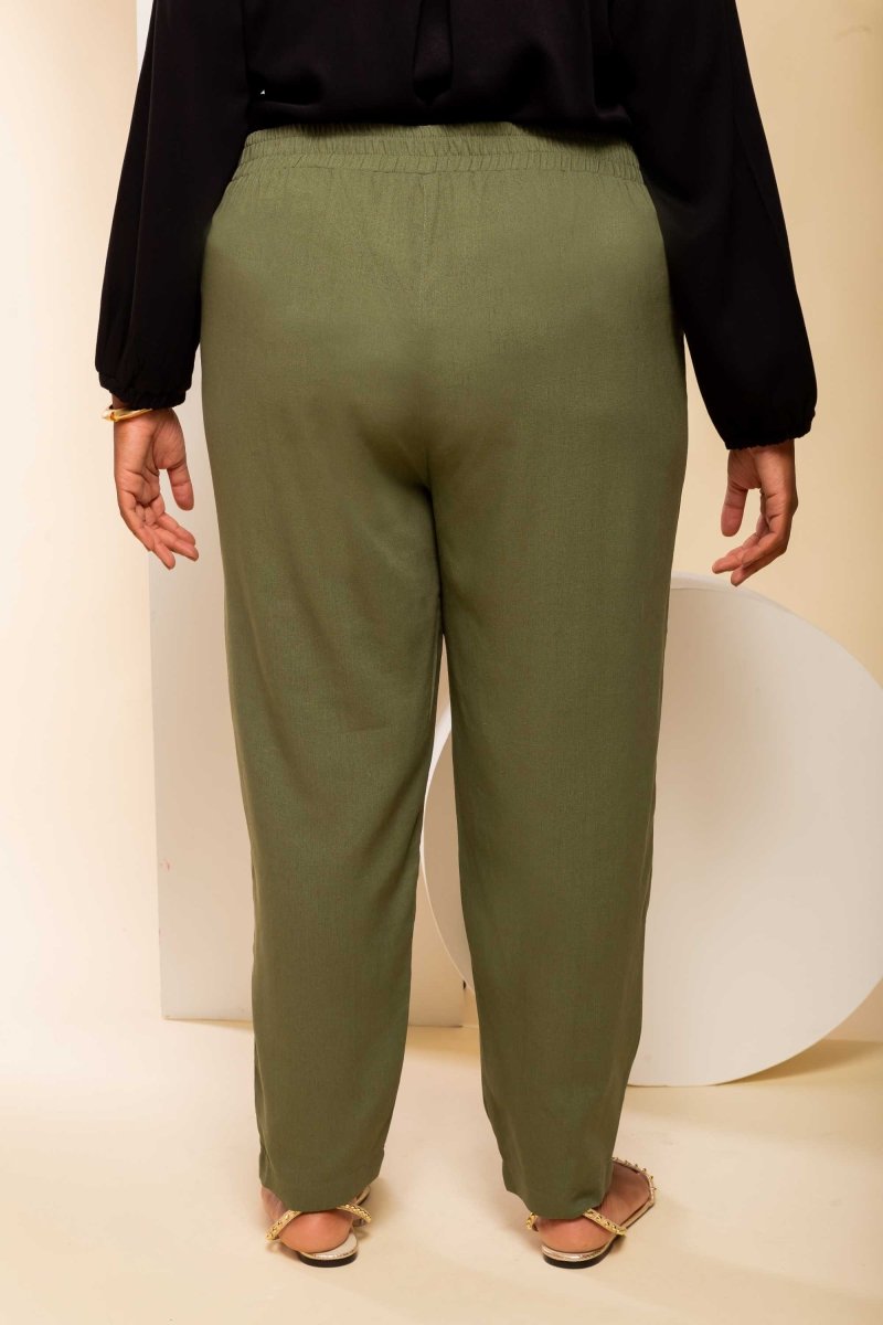 Calça Skinny de Linho - Verde - Uhnika