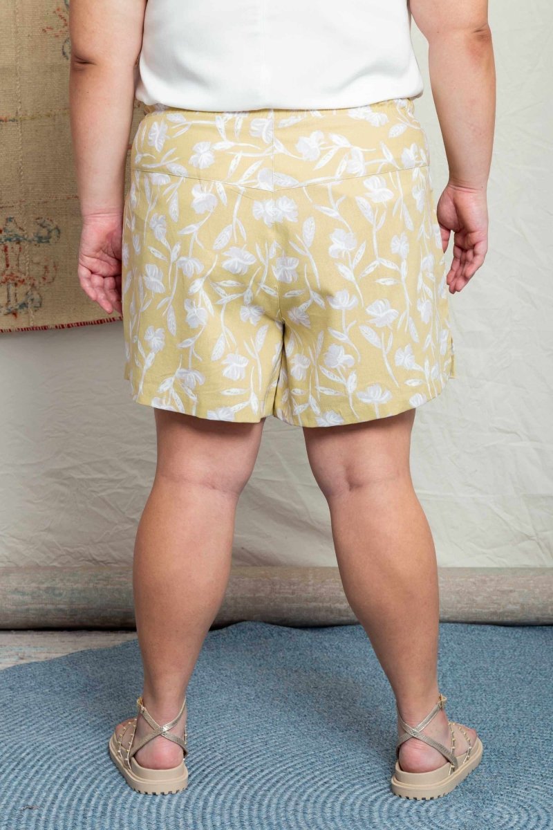Shorts de Linho Savana - Floral Amarelo - Uhnika