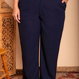 Calça Reta Alfaiataria Feminina - Azul Marinho - Uhnika