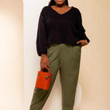 Calça Skinny de Linho - Verde - Uhnika