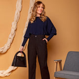 Calça Reta Alfaiataria Feminina - Preto - Uhnika
