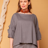 Blusa de Linho Belle - Cinza - Uhnika