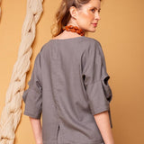 Blusa de Linho Belle - Cinza - Uhnika
