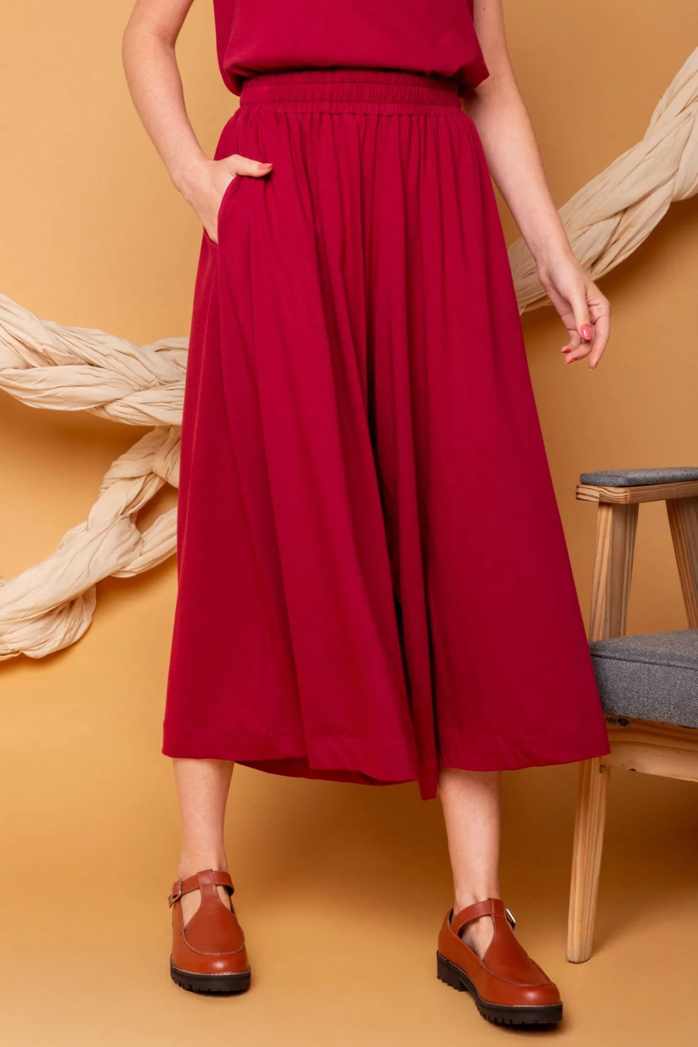 Calça Saia de Malha - Marsala - Uhnika