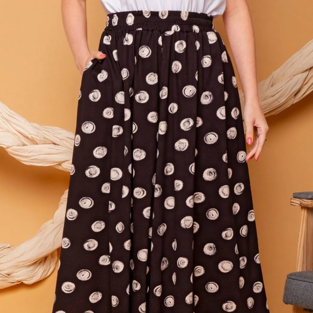 Calça Saia de Malha - Preta Poá - Uhnika