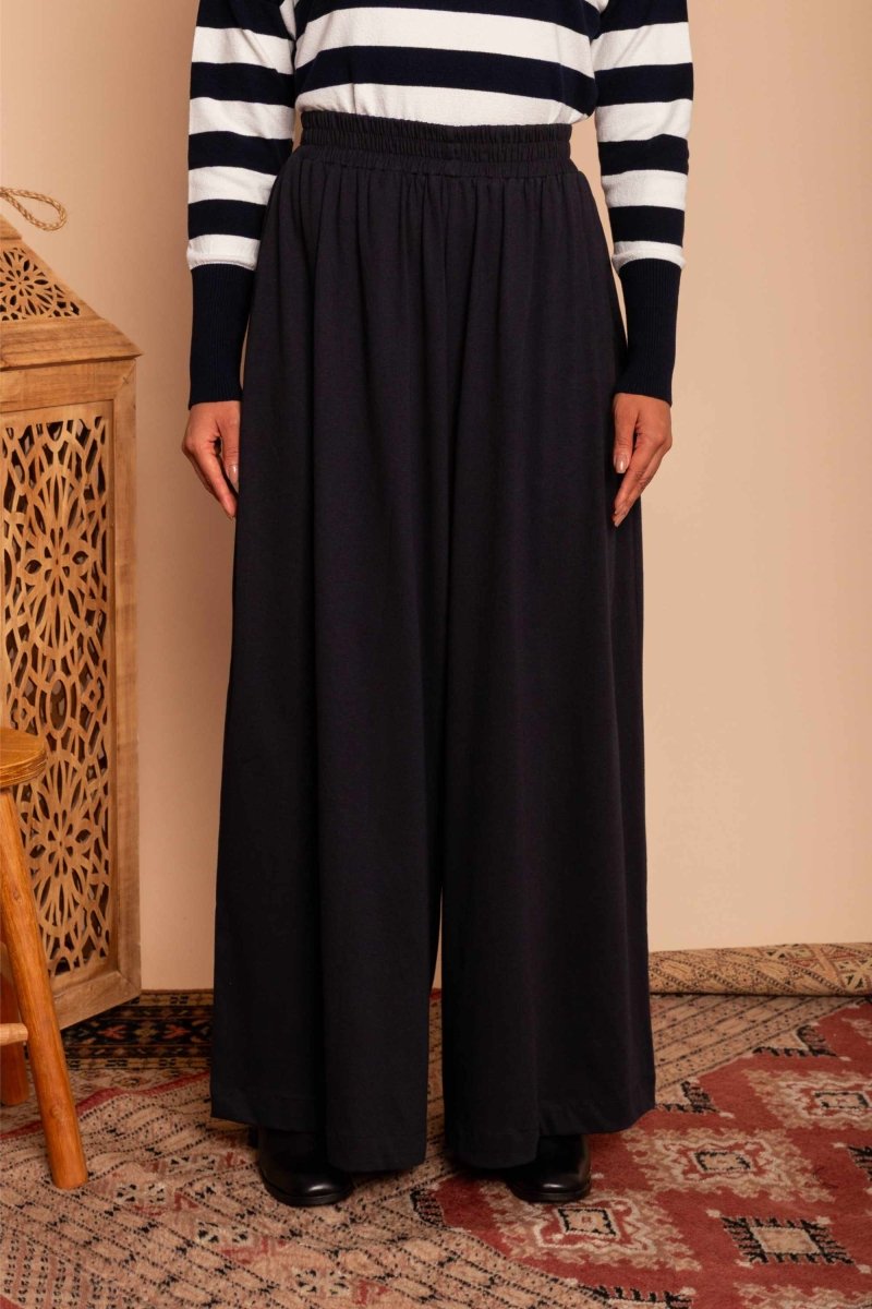 Calça Pantalona de Malha - Azul Marinho - Uhnika