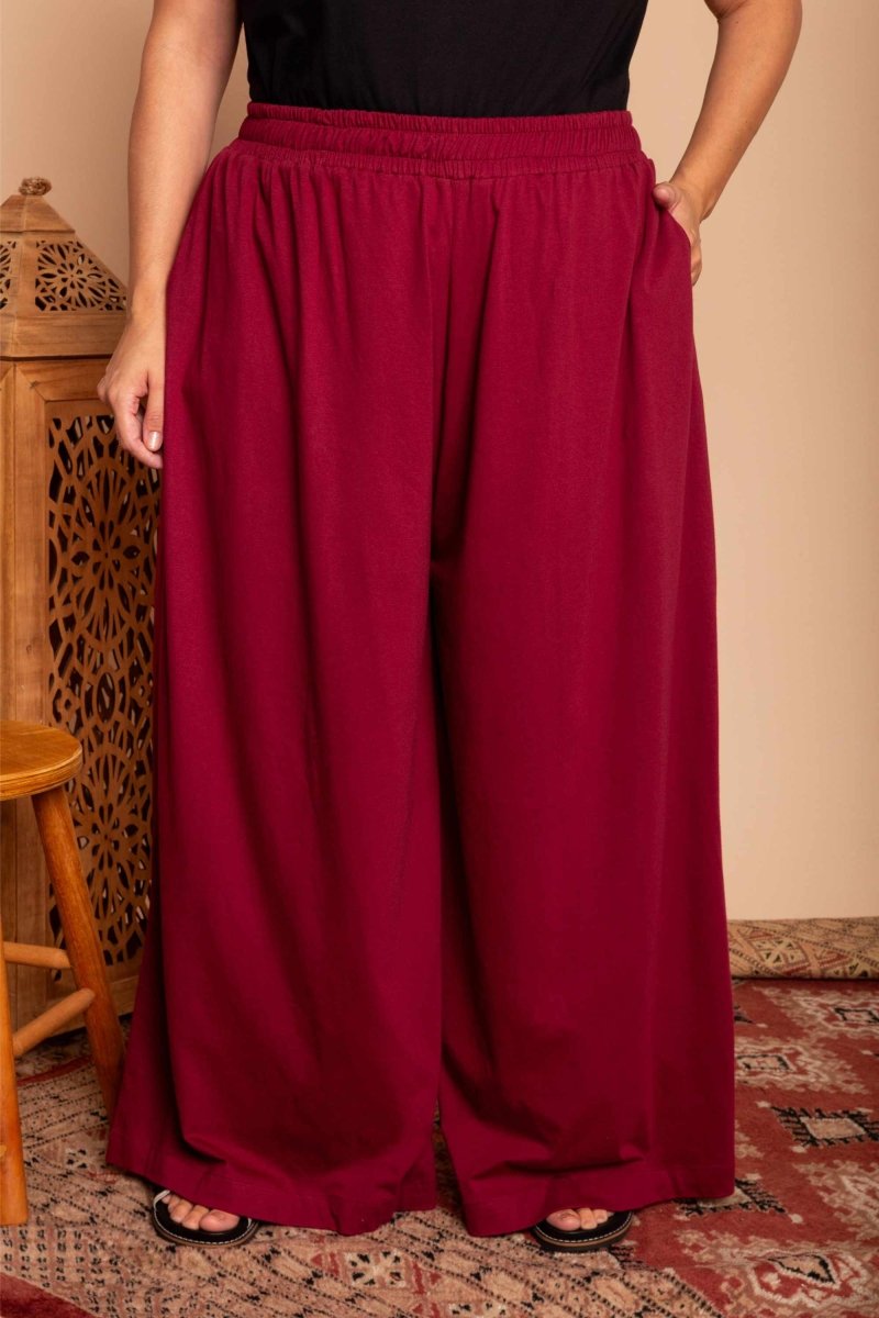 Calça Pantalona de Malha - Bordô - Uhnika