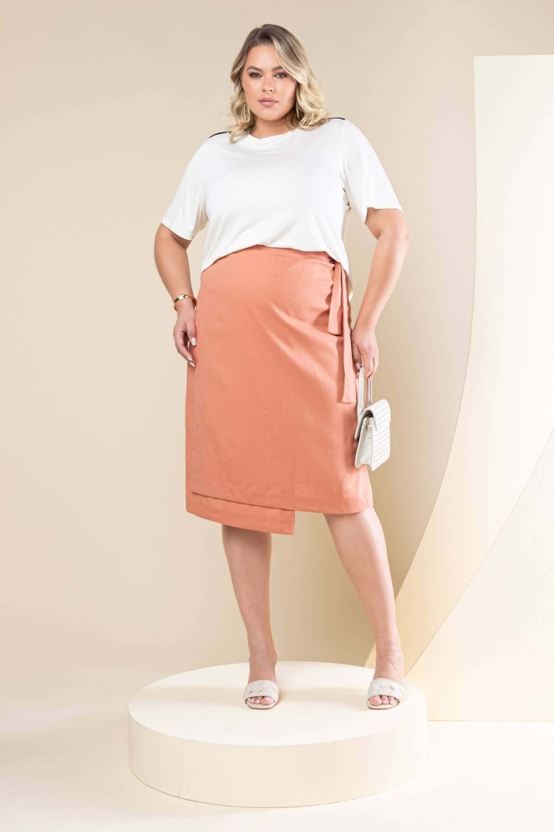Saia Reta Ajustável - Coral - Uhnika