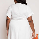 Vestido Curto de Linho Transpassado - Off White - Uhnika