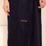 Vestido Feminino Solto de Linho - Azul Marinho - Uhnika