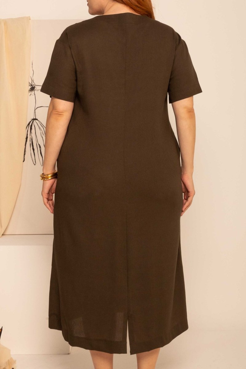 Vestido Feminino Solto de Linho - Verde - Uhnika