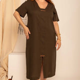 Vestido Feminino Solto de Linho - Verde - Uhnika