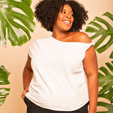 Blusa de Algodão Ombro Só - Off White - Uhnika