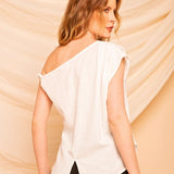 Blusa de Algodão Ombro Só - Off White - Uhnika