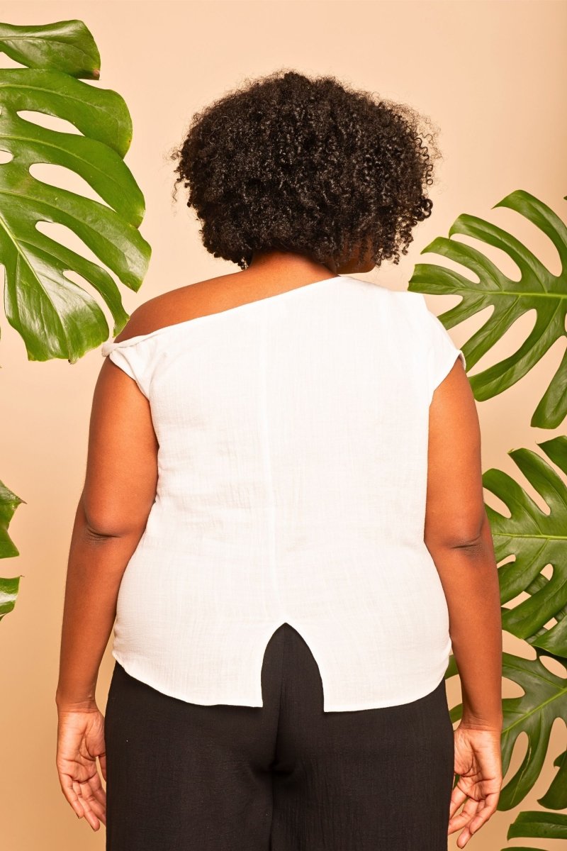 Blusa de Algodão Ombro Só - Off White - Uhnika