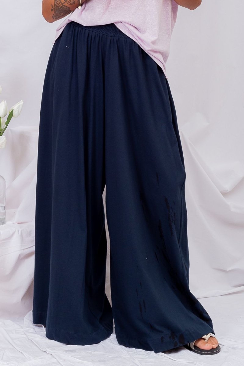 Calça Pantalona de Malha - Azul Marinho - Uhnika