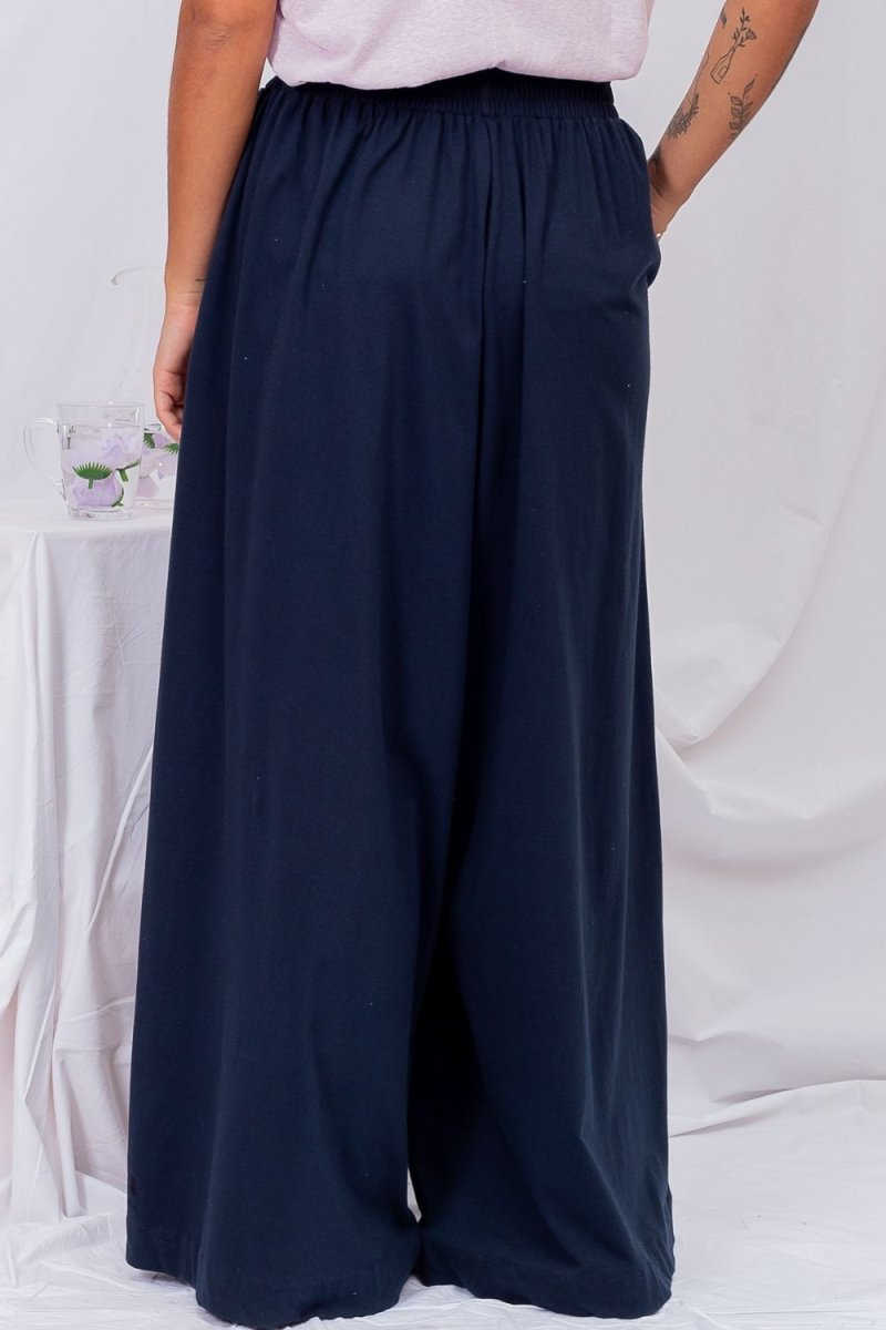 Calça Pantalona de Malha - Azul Marinho - Uhnika