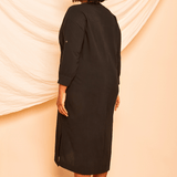 Chemise com Decote V Midi - Preto - Uhnika