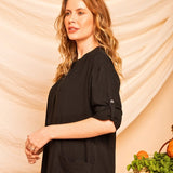 Chemise com Decote V Midi - Preto - Uhnika