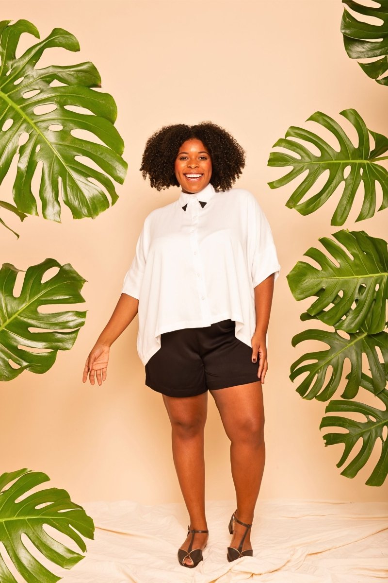 Camisa Ampla com Pregas - Off White - Uhnika