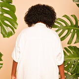 Camisa Ampla com Pregas - Off White - Uhnika