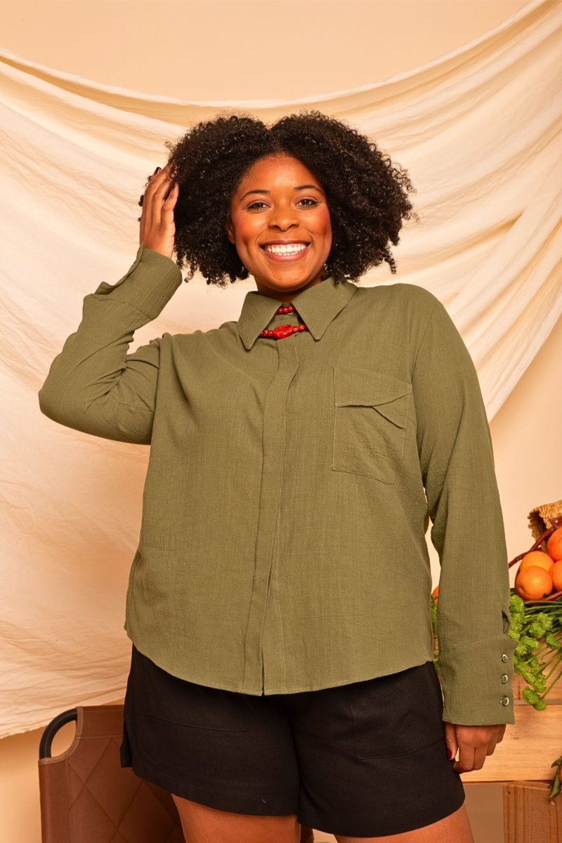 Camisa de Algodão Feminina - Verde - Uhnika