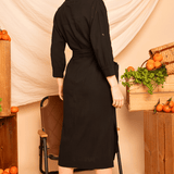 Chemise com Decote V Midi - Preto - Uhnika