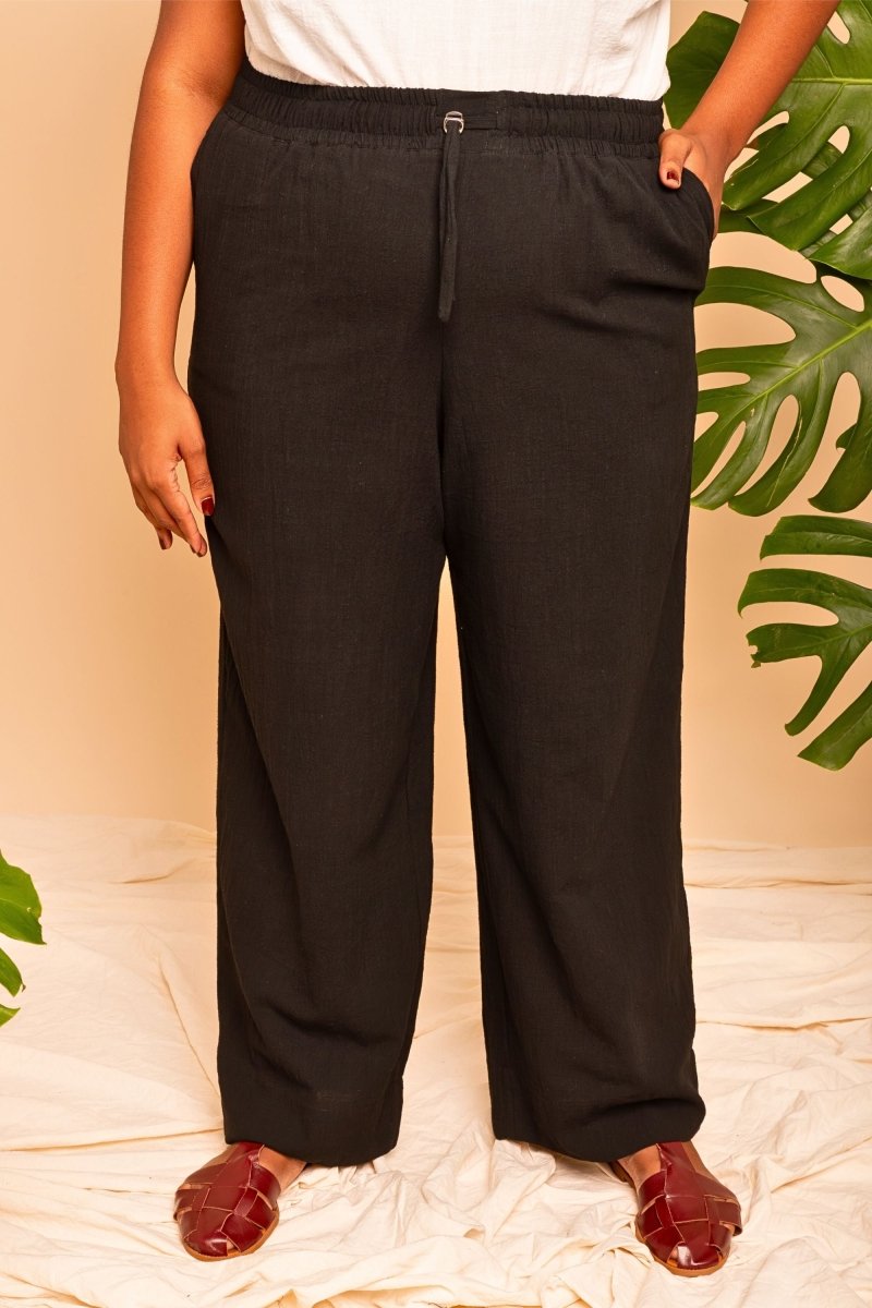 Calça Pantalona de Algodão - Preto - Uhnika