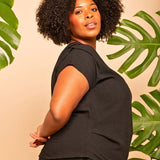 Blusa de Algodão Ombro Só - Preto - Uhnika
