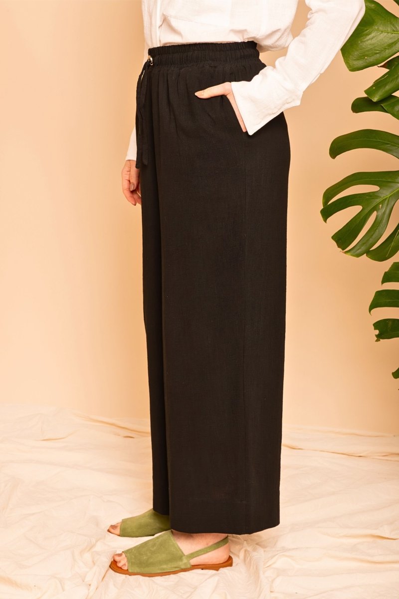 Calça Pantalona de Algodão - Preto - Uhnika